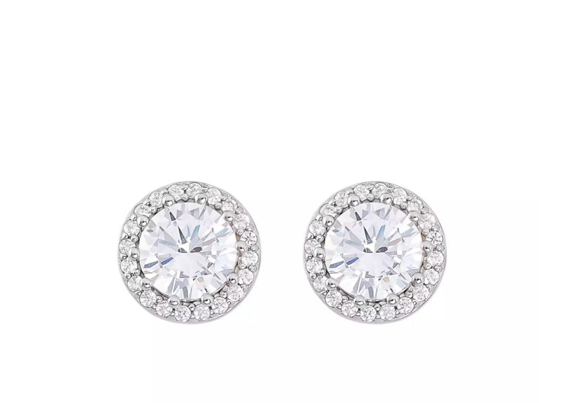 Brinco round prata 925 cristal