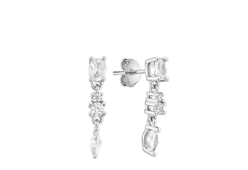 Brinco pendante zircônias prata 925