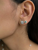 Brinco round prata 925 cristal