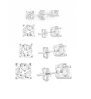 Conjunto 4 brincos ponto de luz prata 925