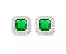 Brinco quadrado esmeralda prata 925