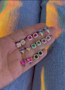 Brinco quadrado esmeralda prata 925